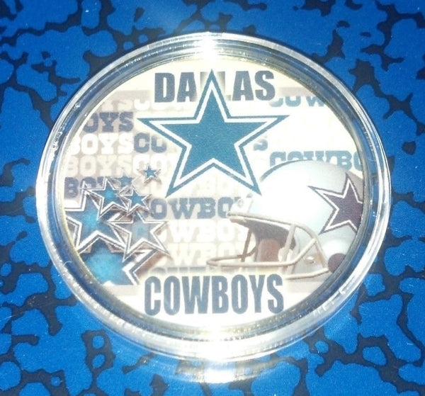NFL DALLAS COWBOYS #308 COLORIZED GLD PLATED ART ROUND - 1