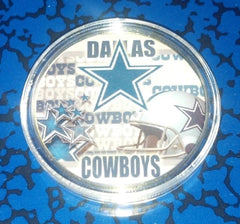 NFL DALLAS COWBOYS #308 COLORIZED GLD PLATED ART ROUND