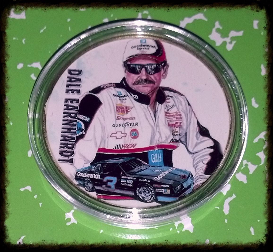 NASCAR #3 DALE EARNHARDT #DED1 COLORIZED GOLD PLATED ART ROUND