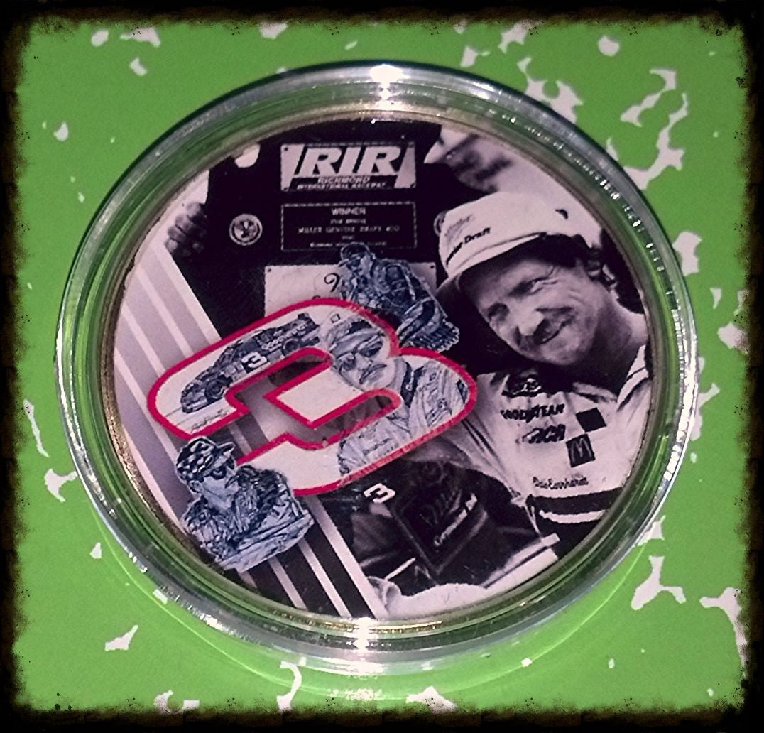 NASCAR #3 DALE EARNHARDT #DED4 COLORIZED GOLD PLATED ART ROUND