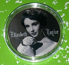 ELIZABETH TAYLOR YOUNG W/ FLOWER #567 COLORIZED ART ROUND