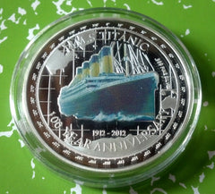 TITANIC SHIP COLORIZED SILVER PLATED ART ROUND