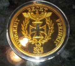 GERMAN 1888 CLEAR CROSS MILITARY GOLD PLATED ART ROUND