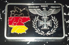 GERMAN TERRITORIAL COLORIZED SILVER PLATED ART BAR