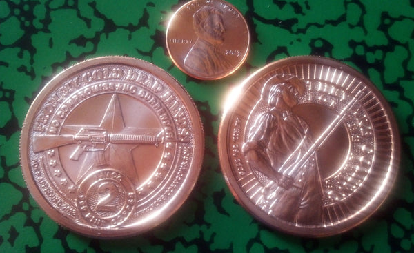 USA MINUTEMAN SECOND AMENDMENT RIGHT TO BEAR ARMS COPPER ROUND - SERIES 2