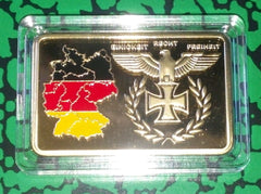 GERMAN TERRITORIAL COLORIZED GOLD PLATED ART BAR