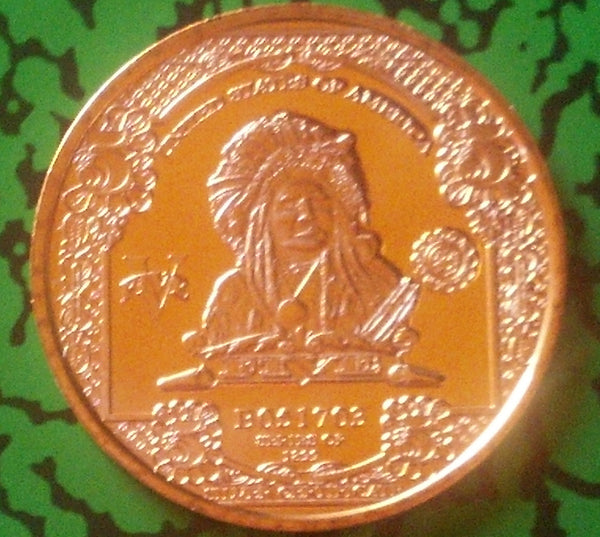$5 INDIAN CHIEF BANKNOTE COPPER ROUND - 1