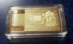 $2 AUSTRALIA CURRENCY GOLD PLATED COPPER ART BAR