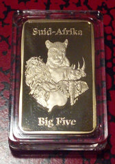 SOUTH AFRICA LEOPARD BIG FIVE GOLD PLATED ART BAR