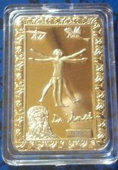 LEONARDO DA VINCI MONA LISA GOLD PLATED ART BAR