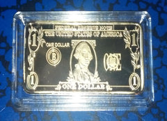 USA $1 WASHINGTON GOLD PLATED ART BAR