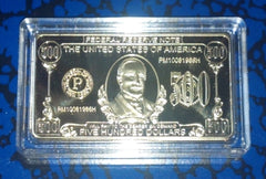 USA $500 MCKINLEY GOLD PLATED ART BAR