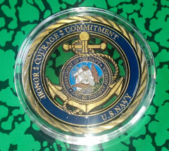 UNITED STATES NAVY ANCHOR CORE VALUES COLORIZED ART COIN