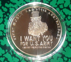 UNCLE SAM MILITARY RECRUITMENT GOLD PLATED ART COIN