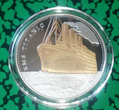 TITANIC VOYAGE COLORIZED SILVER PLATED ART ROUND