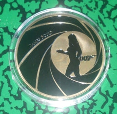 JAMES BOND 007 COLORIZED GOLD PLATED ART ROUND