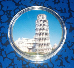 LEANING TOWER OF PISA #D8 COLORIZED GOLD PLATED ART ROUND