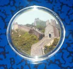 GREAT WALL OF CHINA #D3 COLORIZED GOLD PLATED ART ROUND