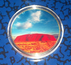 AUSTRALIA AYER'S ROCK #D4 COLORIZED GOLD PLATED ART ROUND