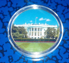 USA WHITE HOUSE #D6 COLORIZED GOLD PLATED ART ROUND