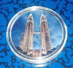 PETRONAS TOWERS #D11 COLORIZED GOLD PLATED ART ROUND
