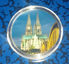COLOGNE CATHEDRAL #D9 COLORIZED GOLD PLATED ART ROUND