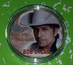 BOB DYLAN #F05 COLORIZED GOLD PLATED ART ROUND