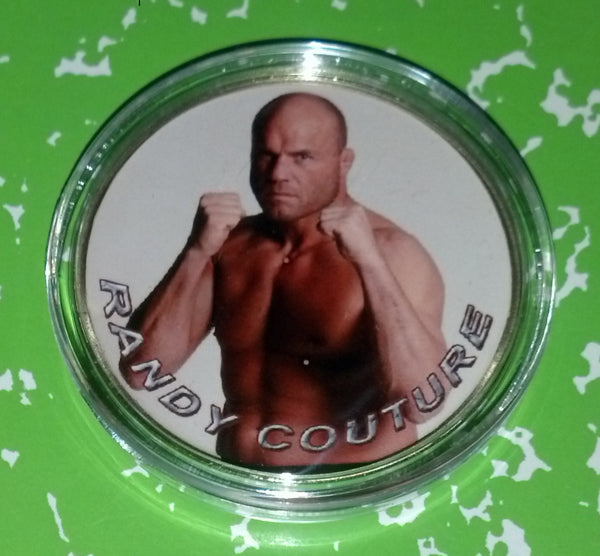 UFC RANDY COUTURE FIGHTER #BXB48 COLORIZED GOLD PLATED ART ROUND - 1