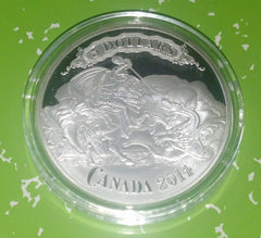 CANADA $5 GEORGE SLAYING DRAGON REPLICA SILVER PLATED ART ROUND
