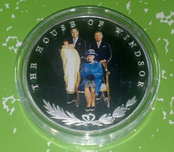 HOUSE OF WINDSOR ROYAL FAMILY COLORIZED SILVER PLATED ART ROUND - 1