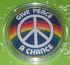 BEATLES JOHN LENNON GIVE PEACE A CHANCE COLORIZED GOLD/BRASS ART ROUND - 1