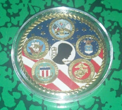 USA MILITARY FAMILY POW-MIA #1055 COLORIZED GOLD PLATED ART ROUND