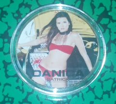 NASCAR DANICA PATRICK #F126 COLORIZED GOLD PLATED ART ROUND