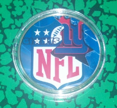 NFL NEW YORK GIANTS #BX599 COLORIZED GOLD PLATED ART ROUND