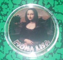 MONA LISA #BXB232 COLORIZED GOLD PLATED ART ROUND