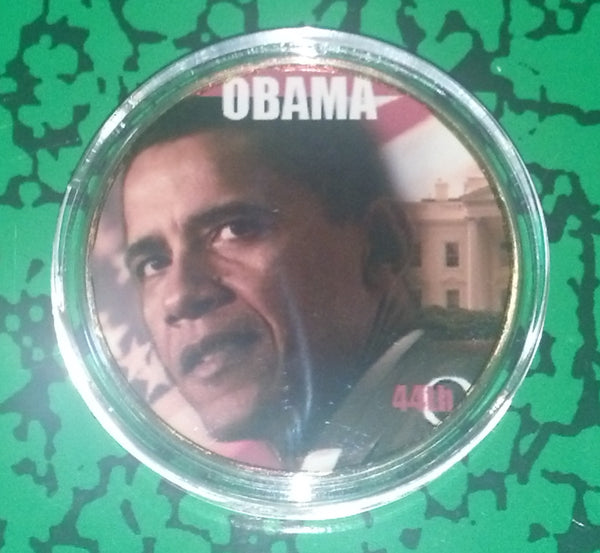 PRESIDENT BARACK OBAMA 44th #PBO4 COLORIZED GOLD PLATED ART ROUND - 1