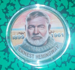 ERNEST HEMINGWAY #EH1 COLORIZED GOLD PLATED ART ROUND