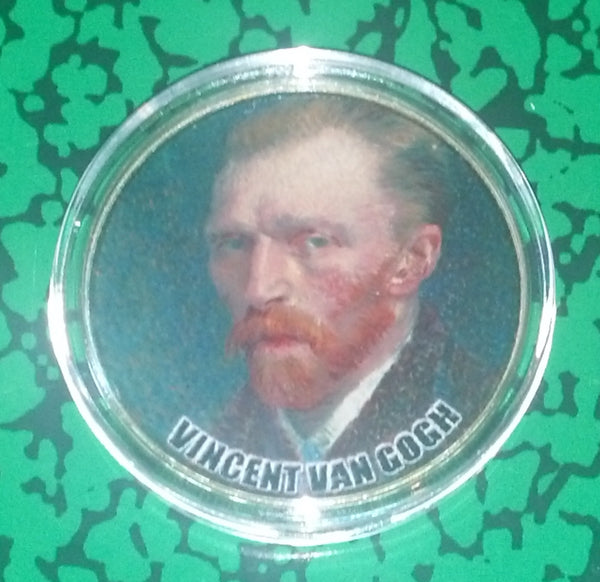 VINCENT VAN GOGH #BXB235 COLORIZED GOLD PLATED ART ROUND - 1