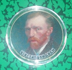 VINCENT VAN GOGH #BXB235 COLORIZED GOLD PLATED ART ROUND