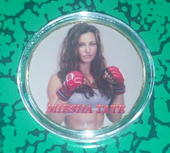 MIESHA TATE FIGHTER #BXB76 COLORIZED GOLD PLATED ART ROUND
