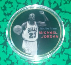 NBA MICHAEL JORDAN #F COLORIZED GOLD PLATED ART ROUND