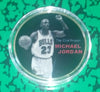 NBA MICHAEL JORDAN #F COLORIZED GOLD PLATED ART ROUND - 1