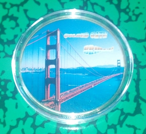 GOLDEN GATE BRIDGE #BXB288 COLORIZED GOLD PLATED ART ROUND - 1