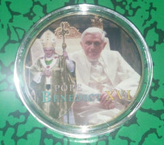 POPE BENEDICT XVI #476 COLORIZED GOLD PLATED ART ROUND