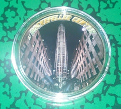 ROCKEFELLER CENTER #BXB294 COLORIZED GOLD PLATED ART ROUND