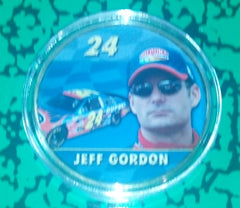 NASCAR JEFF GORDON #F156 COLORIZED GOLD PLATED ART ROUND