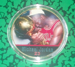 NBA MICHAEL JORDAN #F2 COLORIZED GOLD PLATED ART ROUND