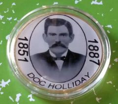 DOC HOLLIDAY OLD WEST #BXB329 COLORIZED GOLD PLATED ART ROUND