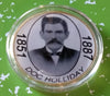 DOC HOLLIDAY OLD WEST #BXB329 COLORIZED GOLD PLATED ART ROUND - 1