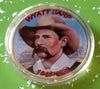WYATT EARP COLORED OLD WEST #BXB332 COLORIZED GOLD PLATED ART ROUND - 1
